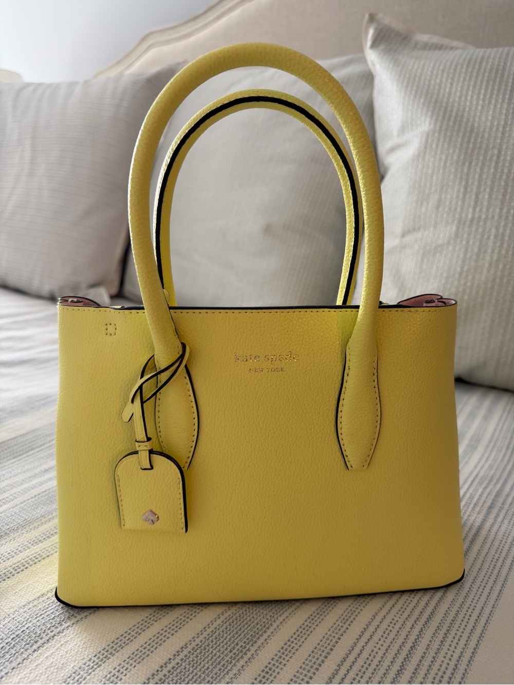 kate spade lemon yellow leather satchel